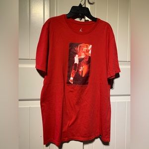 Red Air Jordan 3 T-Shirt with Michael Jordan dunking Graphic